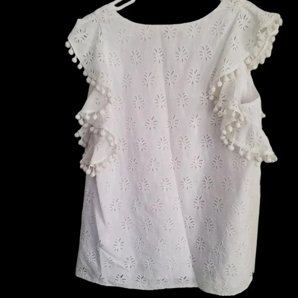 LILLY PULITZER ASTARA PALM TREE EYELET BLOUSE, SIZE SMALL - Picture 4 of 5
